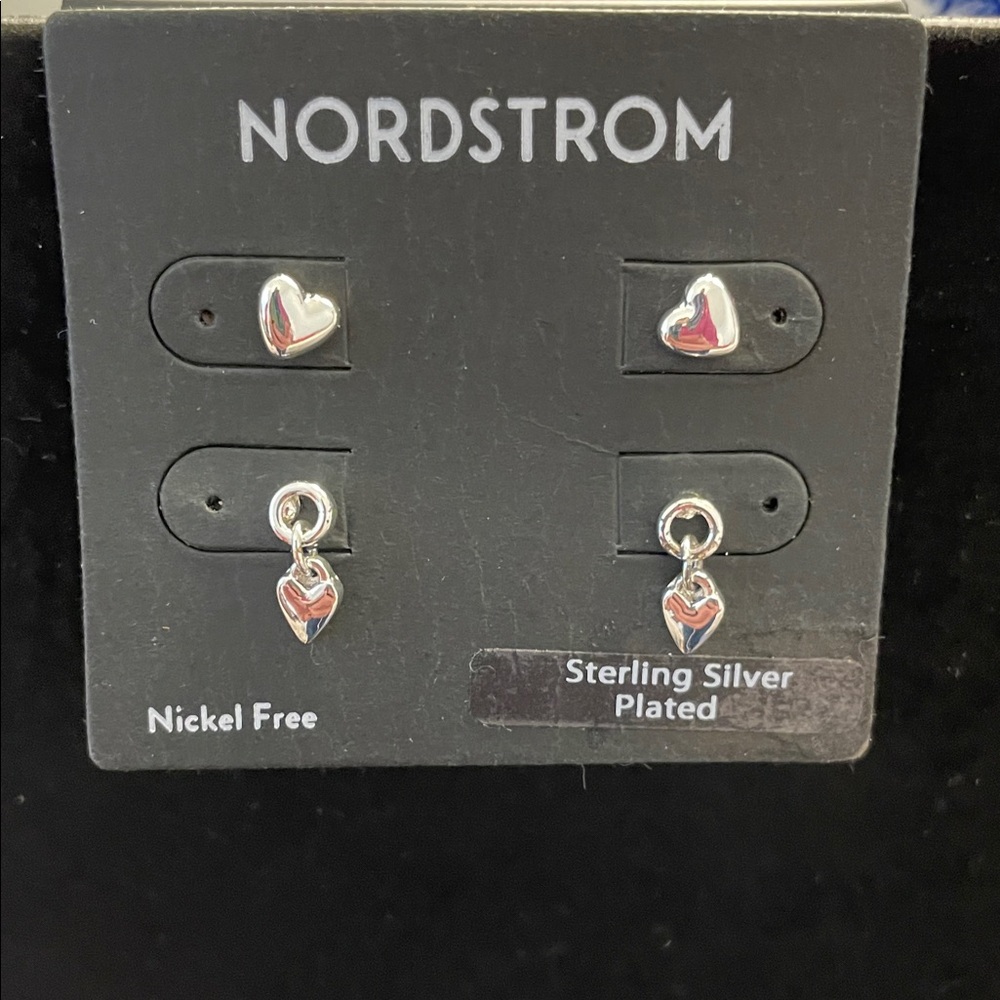 Nordstrom Silver Heart Earrings Set